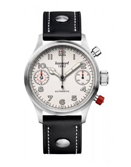 Hanhart Pioneer TwinDicator antique white, flat bezel 730.200-0010