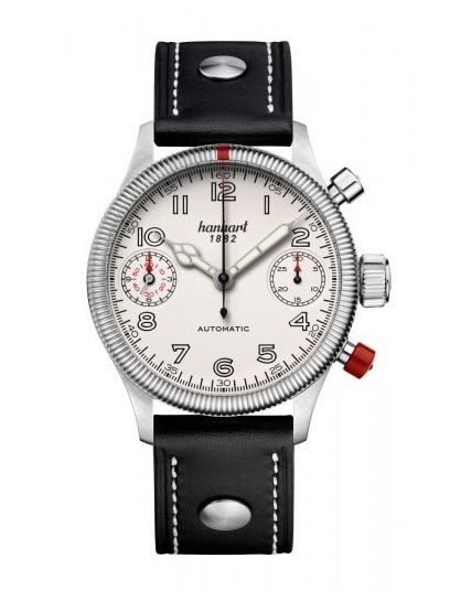 Hanhart Pioneer TwinDicator antique white, fluted bezel 731.200-0010