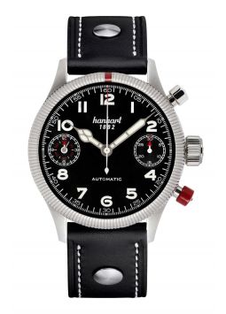 Hanhart Pioneer TwinDicator black, fluted bezel 731.210-0010