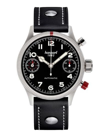 Hanhart Pioneer TwinDicator black, fluted bezel 731.210-0010