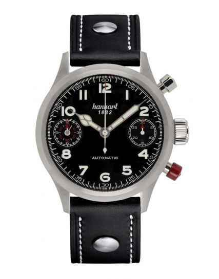 Hanhart Pioneer TwinDicator black, flat bezel 730.210-0010