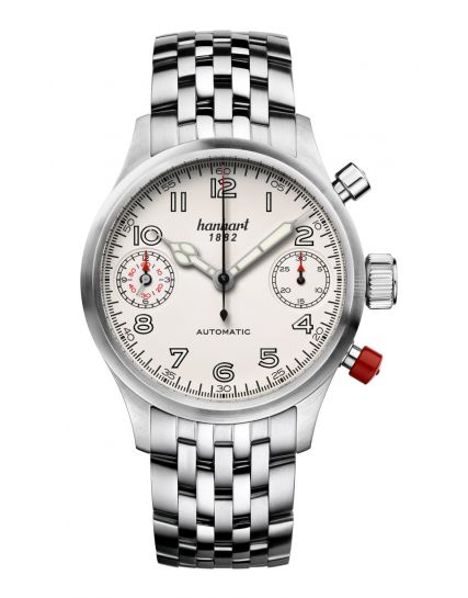 Hanhart Pioneer TwinDicator antique white, flat bezel 730.200-6428