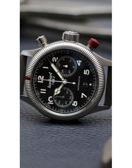 Hanhart Pioneer TwinDicator black, fluted bezel 731.210-6428