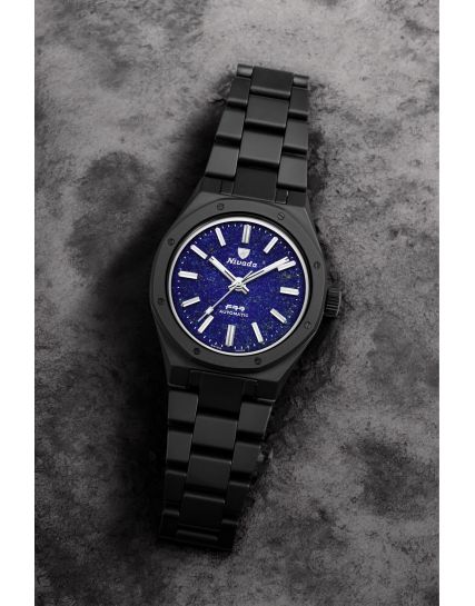 Nivada Grenchen F77 Black Ceramic Lapis Lazuli MK1 68022A77