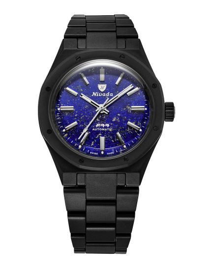 Nivada Grenchen F77 Black Ceramic Lapis Lazuli MK1 68022A77