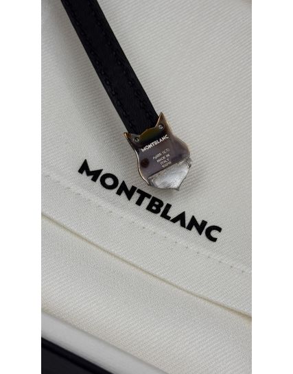 Montblanc Black Leather With Wolf-Head Closure In Sterling Silver MB12379063